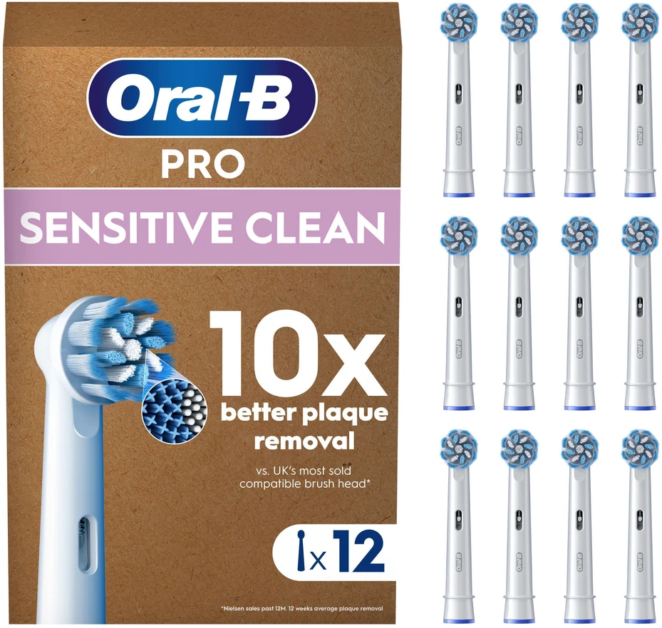 „Oral B Pro Jautrus Clean“ dantų šepetėlio galvutės, baltos, 12 vnt.