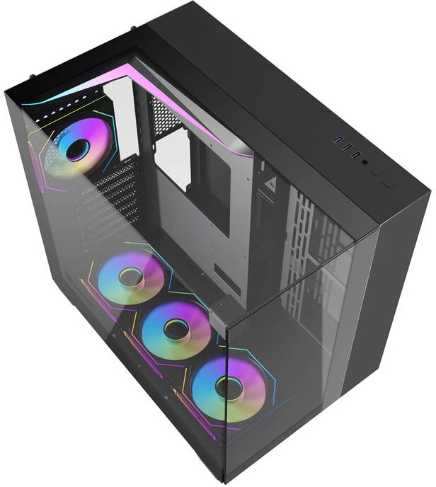 Darkflash TH285 kompiuterio dėklas, 4 ventiliatoriai (juodas)