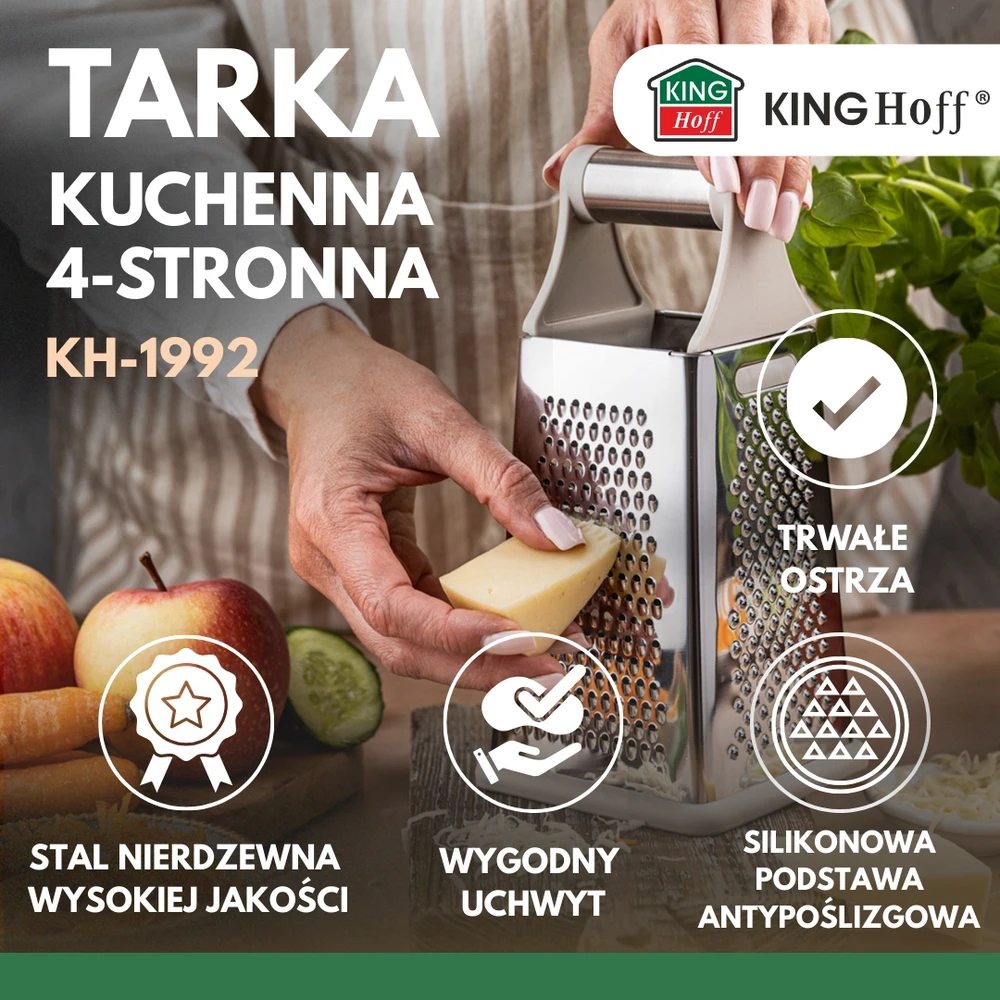 King Hoff Daržovių tarka, 4 pusių, nerūdijančio plieno, „Kinghoff“, kh-1992