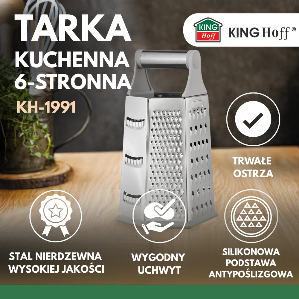 King Hoff Daržovių tarka, 4 pusių, nerūdijančio plieno, „Kinghoff“, kh-1991