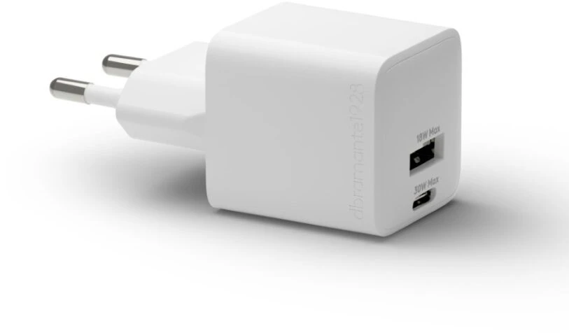 dbramante1928 - Įkrovimas - Sieninis įkroviklis GaN - USB-C+USB-A 30W+18W EU - Baltas
