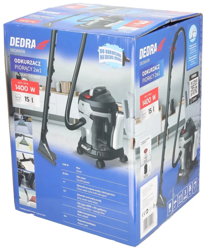 Dedra Dulkių siurblys Skalbimo dulkių siurblys 1400 W 15 l