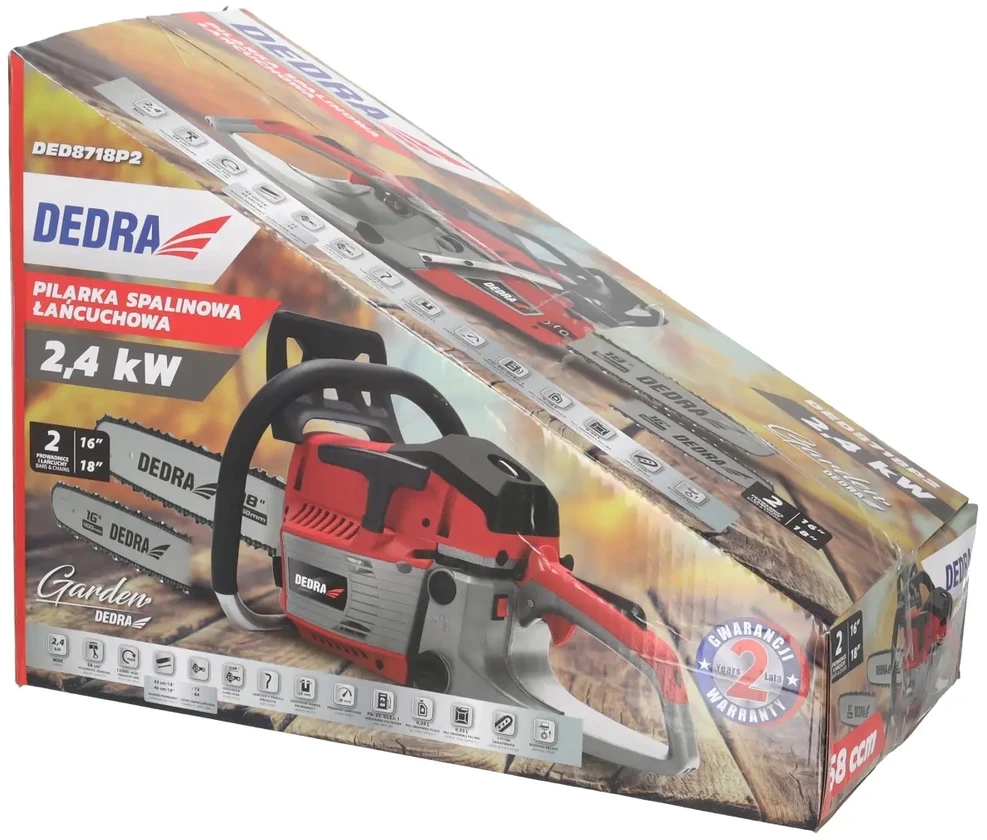 Pilarka pjūklas Benzininis grandininis pjūklas 2,4 kW 58cc, 16"/40cm + 18"/45cm