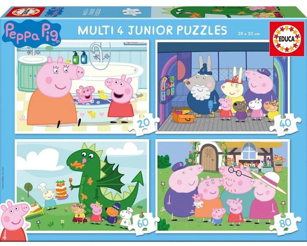 Dėlionė Educa - 20-40-60-80 vnt., Peppa Pig Multi 4 (80-20329)
