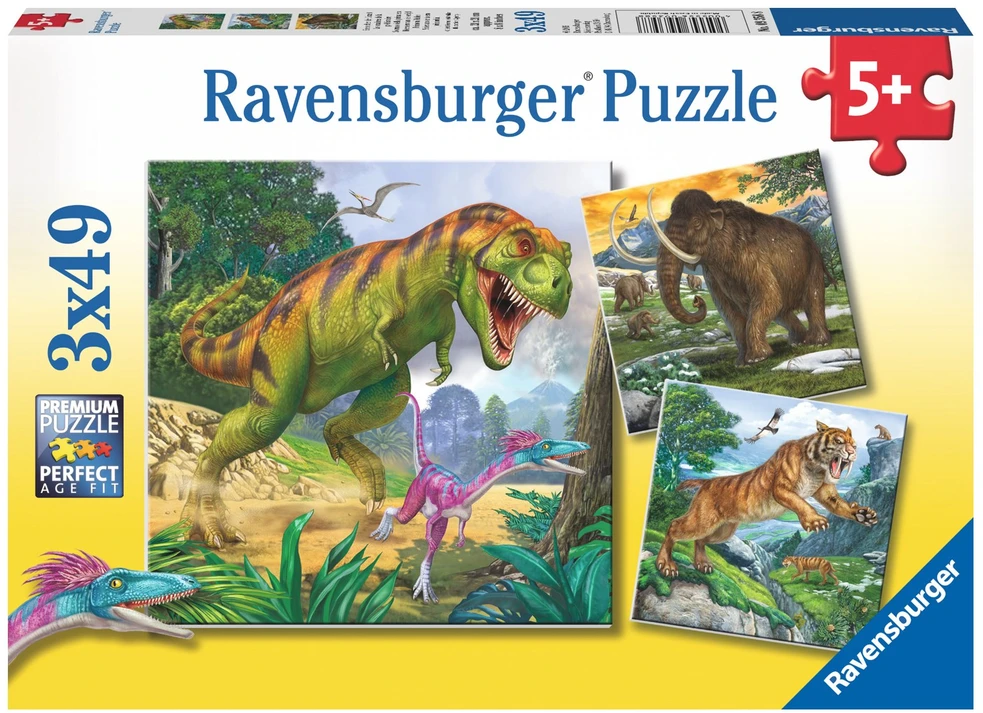 Ravensburger Dėlionė 3x49 vnt. - Priešistoriniai laikai