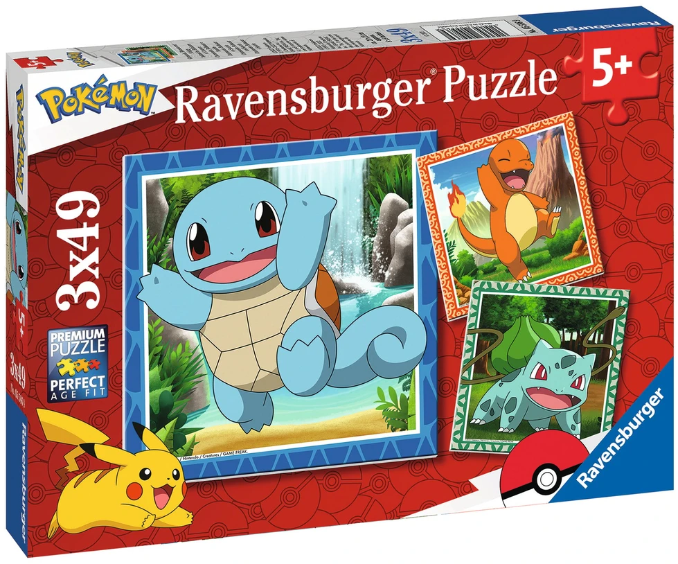 Ravensburger Dėlionė 3x49 vnt. - Pokemonai