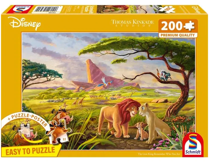 Dėlionė Schmidt Spieledisney Schmidtas – Tomas Kinkade'as: Disney - Liūtas karalius Prisimink, kas esi (200 detalių)