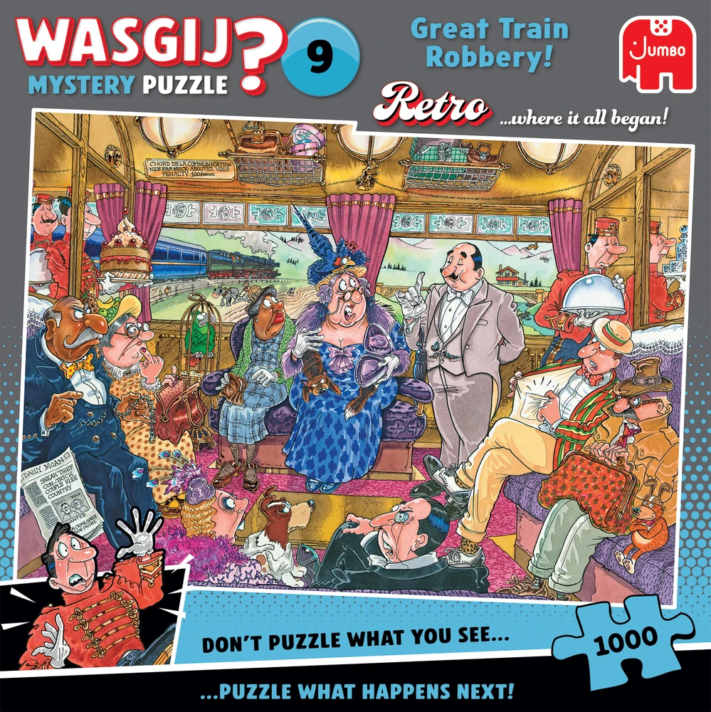 Dėlionė Wasgij - Retro paslaptis - #9 Didysis traukinio apiplėšimas! (1000 detalių) (1110100504)