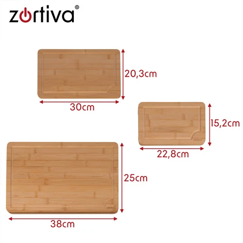 Bambuko pjaustymo lentelės - 3 vnt. Zortiva