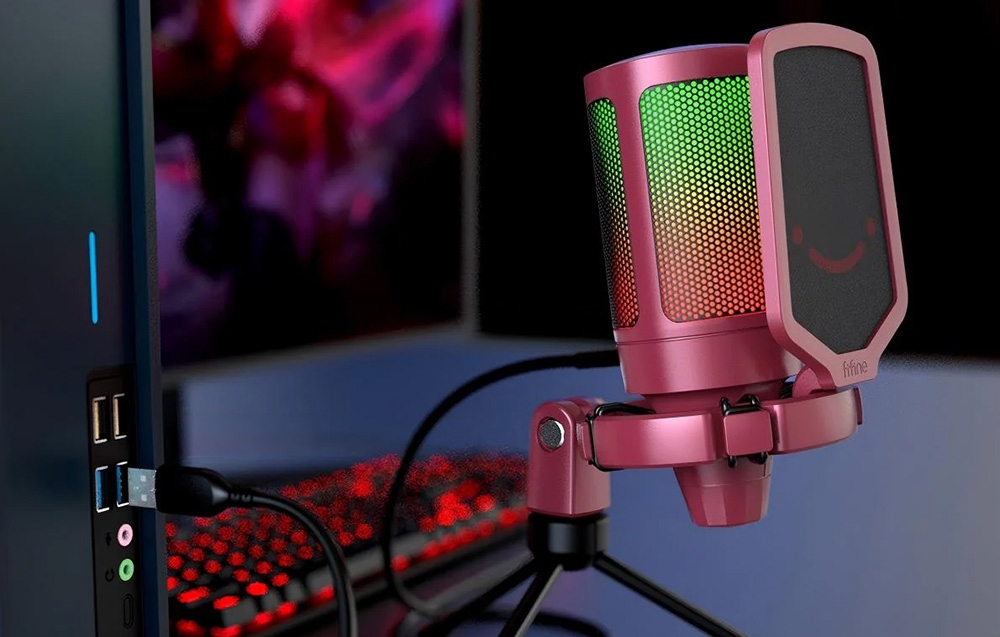 Fifine A6VR Gaming Microphone (Raudona) aprašymas - Prekės nuotrauka