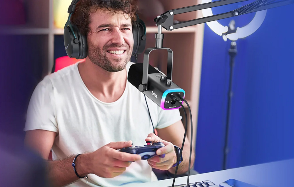 Fifine AM8T Gaming Microphone (Rožinė) aprašymas - Prekės nuotrauka