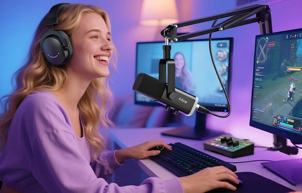 Fifine AM8T Gaming Microphone (Rožinė) aprašymas - Prekės nuotrauka