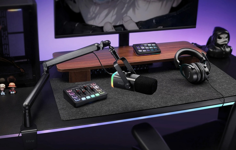 Fifine TAM8 Gaming Microphone (Rožinė) aprašymas - Prekės nuotrauka