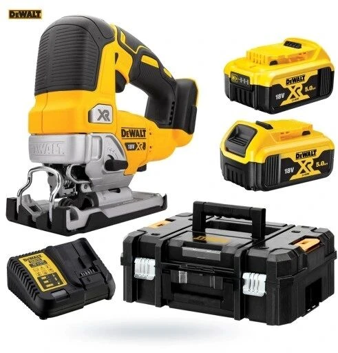 Akumuliatorinis siaurapjūklis DeWalt DCS334P2-QW; 18 V; 2x5,0 Ah akum.