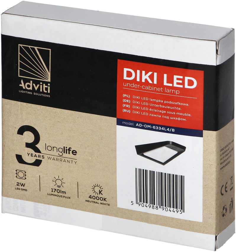 Orno DIKI LED spintelės šviestuvas, 2 W, 170 lm, 4000 K, juodas