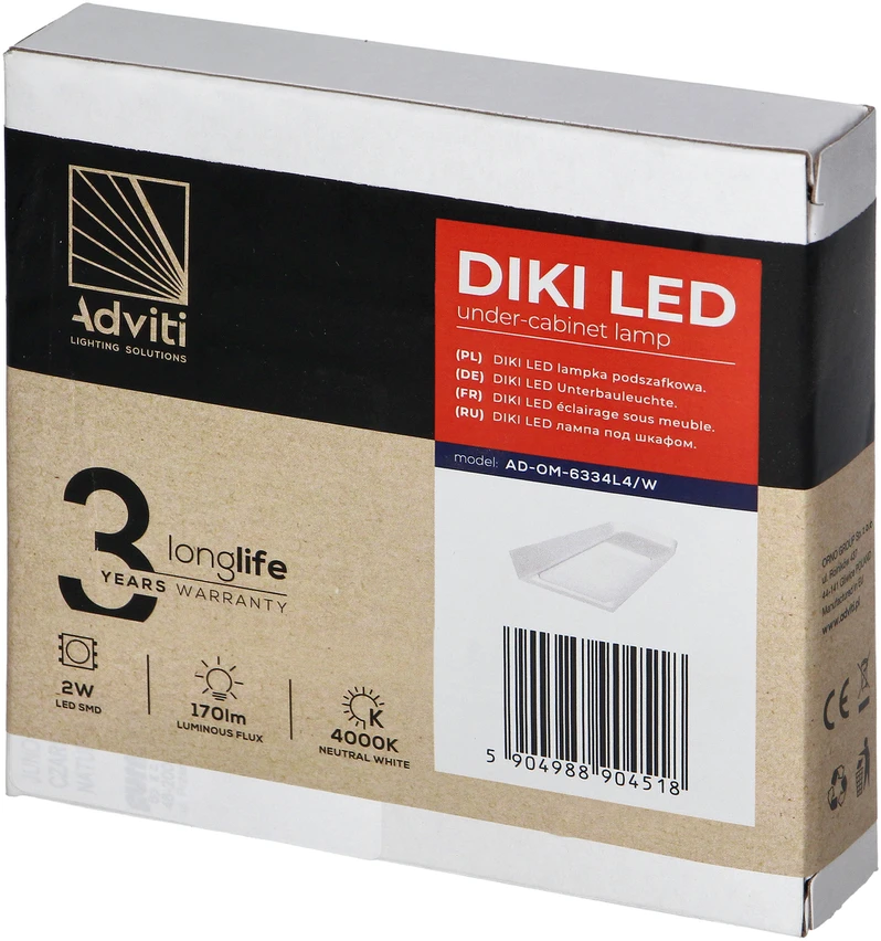 Orno DIKI LED spintelės šviestuvas, 2 W, 170 lm, 4000 K, baltas