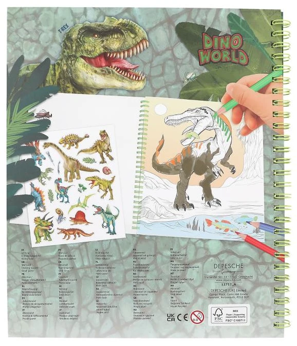 Dino World - Spalvinimo knygelė su rezervuojamais blizgučiais (0412757)