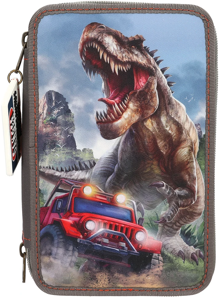 Dino World - Trigubas pieštukų dėklas NEW WORLD (0013693)