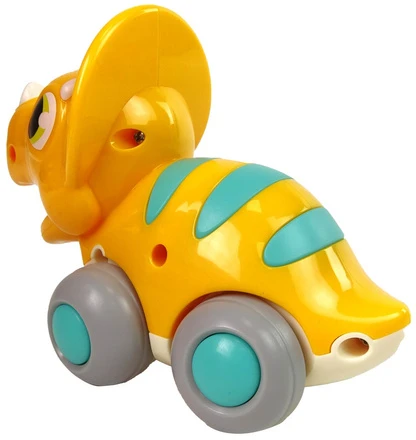 Lean Toys Žaislinis Geltonas Triceratopsas su Ratukais