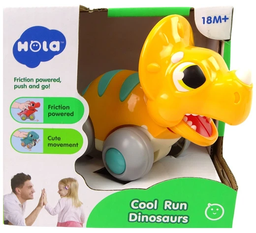 Lean Toys Žaislinis Geltonas Triceratopsas su Ratukais