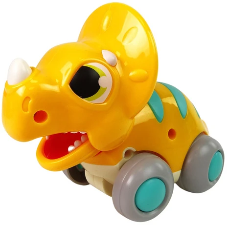 Lean Toys Žaislinis Geltonas Triceratopsas su Ratukais