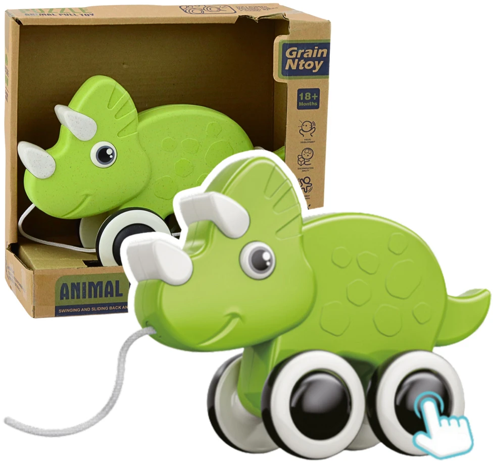 Lean Toys Žaislinis dinozauras su virvele ir garseliu, 21x10x14 cm