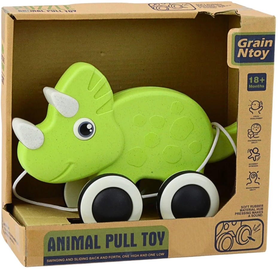 Lean Toys Žaislinis dinozauras su virvele ir garseliu, 21x10x14 cm