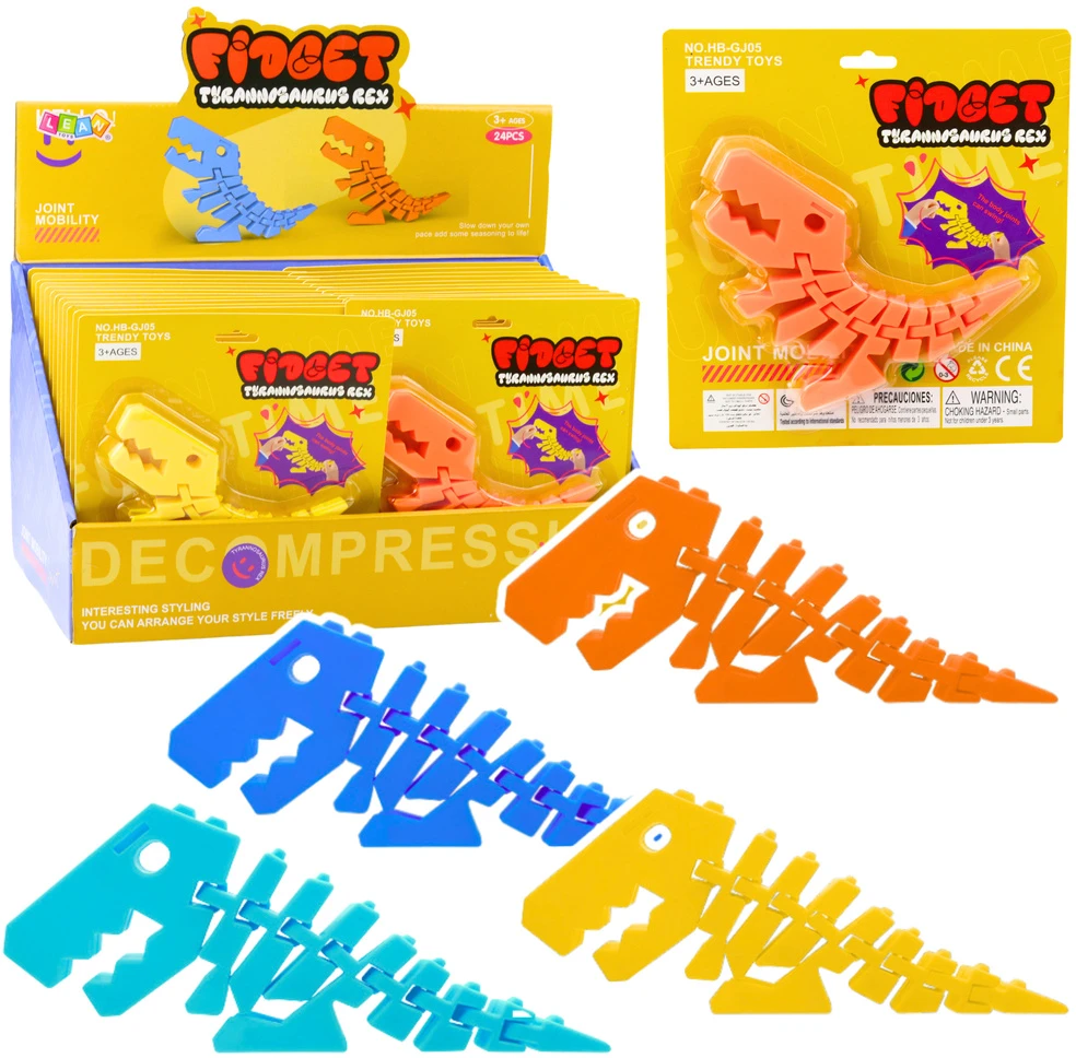 Lean Toys Dinozauro 3D Dėlionė Žaislas Vaikams, Pastelinės Spalvos