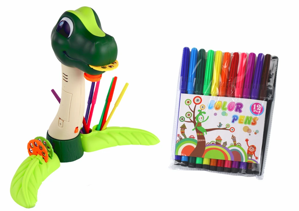Lean Toys Dinozaurų Piešimo Projektorius su Garsais ir Priedais