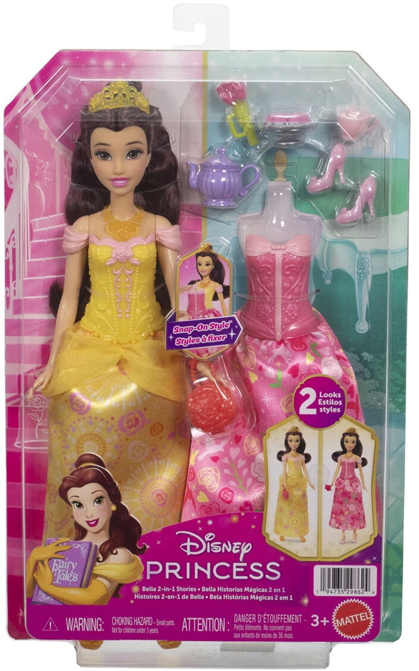 Mattel Lėlė Disney princesė Bella su istorija 2in1