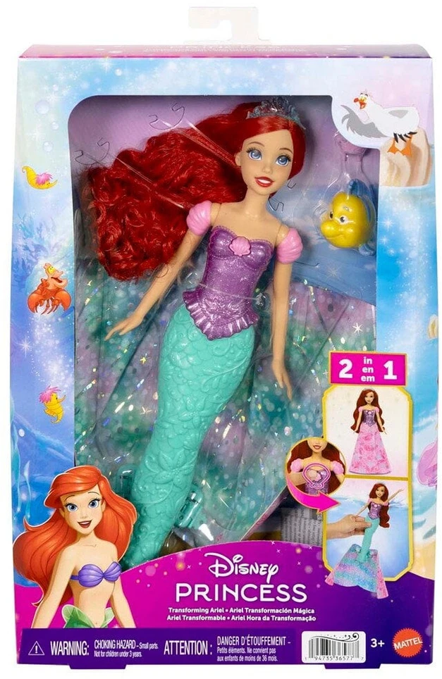 DN2 Mattel DISNEY PRINCESS lėlė Arielė su transformacijos funkcija (JLK19)