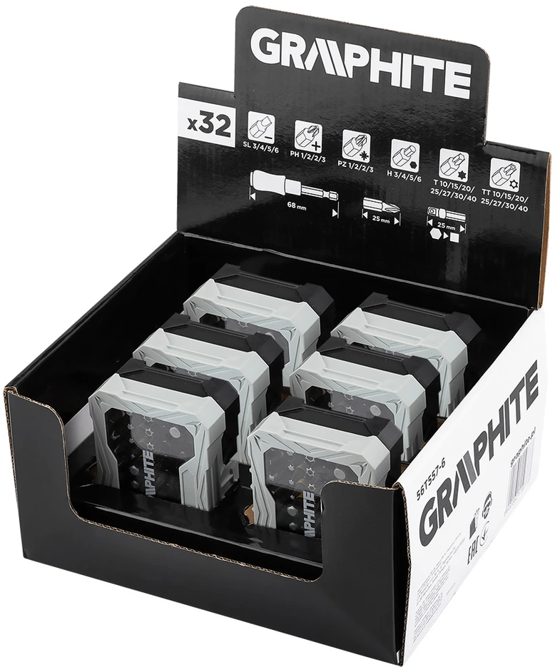 Graphite Ekranas Vitrina 6 x 56T557 (32 dalių antgalių rinkinys)