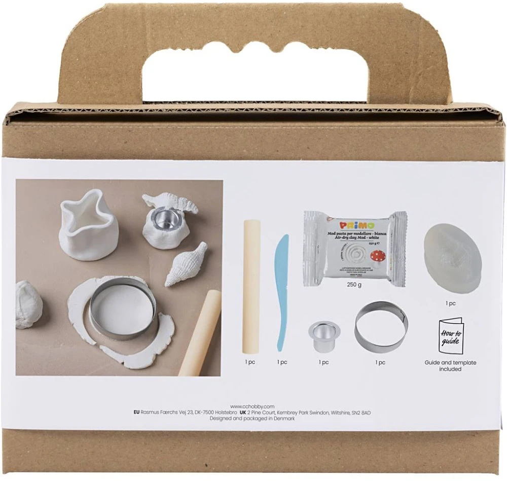 DIY Kit - Mini rankdarbių rinkinys modeliavimui, žvakidė su kriauklėmis - balkšva - 1 pakuotė (977842)