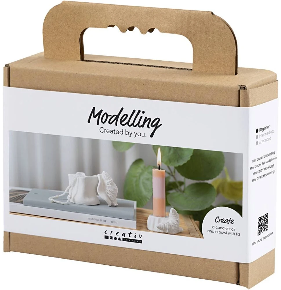 DIY Kit - Mini rankdarbių rinkinys modeliavimui, žvakidė su kriauklėmis - balkšva - 1 pakuotė (977842)