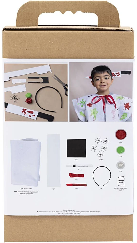Diy Kit „Pasidaryk pats“ rinkinys – baisus kostiumas su apsiaustu ir galvos juosta – įvairių spalvų (977856)