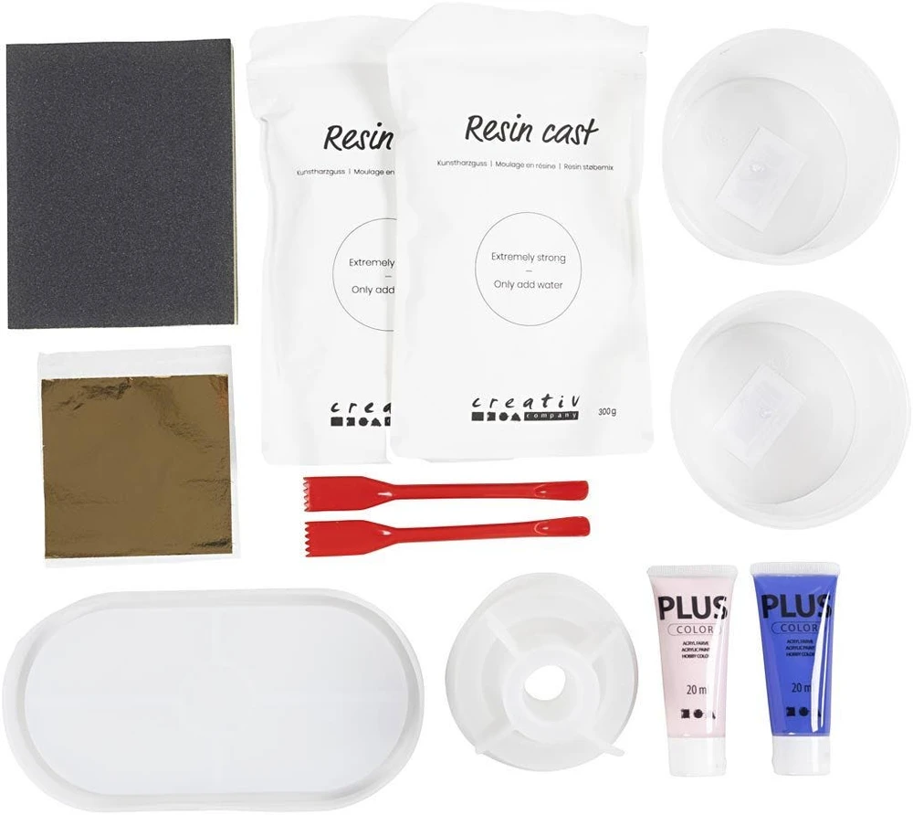 Diy Kit „Pasidaryk pats“ rinkinys – dervos liejinys – 3 žvakidės ir 2 padėklai (977539)