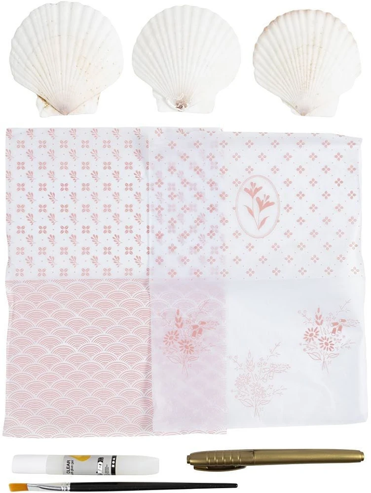 Creativ Diy Kit „Pasidaryk pats“ rinkinys - Mini rankdarbių rinkinys dekupažui, midijų kriauklės, švelni rožė, 1 pakuotė - (977788)