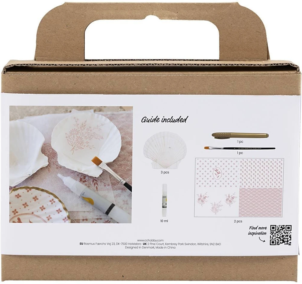 Creativ Diy Kit „Pasidaryk pats“ rinkinys - Mini rankdarbių rinkinys dekupažui, midijų kriauklės, švelni rožė, 1 pakuotė - (977788)