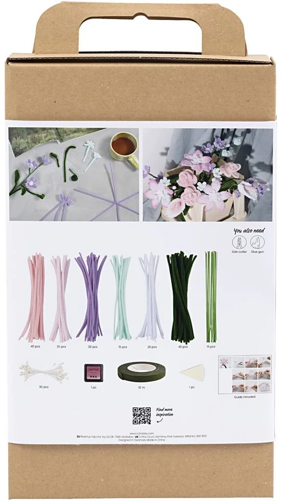 Diy Kit „Pasidaryk pats“ rinkinys – rankdarbių rinkinys vamzdžių valikliui Gėlės, gėlės, pastelinės spalvos, 1 pakuotė (977761)