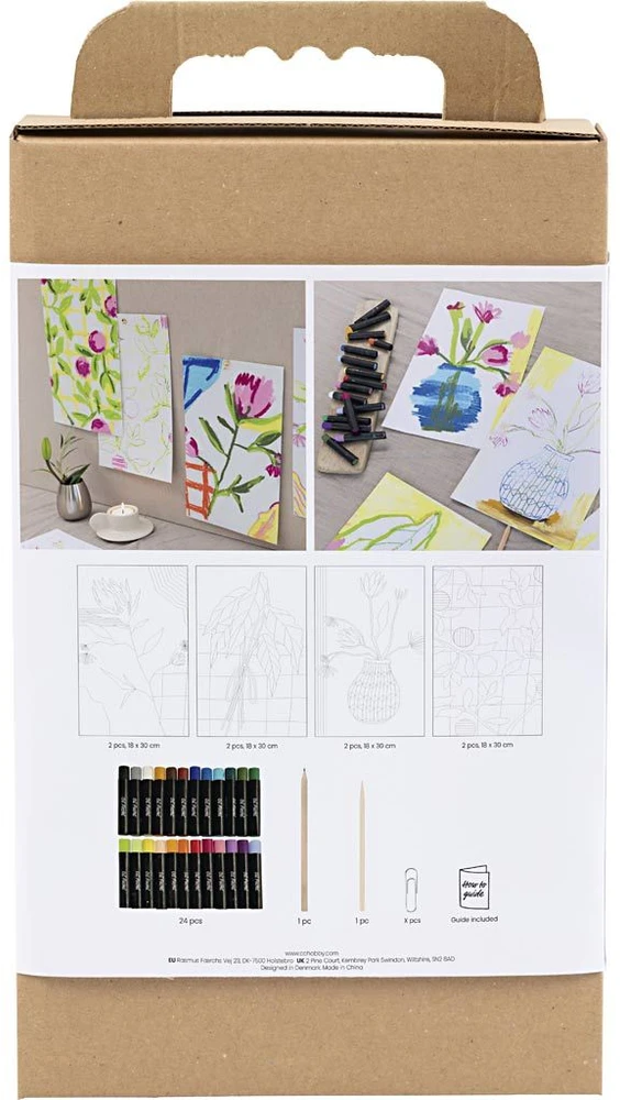 DIY Kit - Rankdarbių rinkinys aliejinėms pastelės, gėlės, įvairios spalvos (9772631)