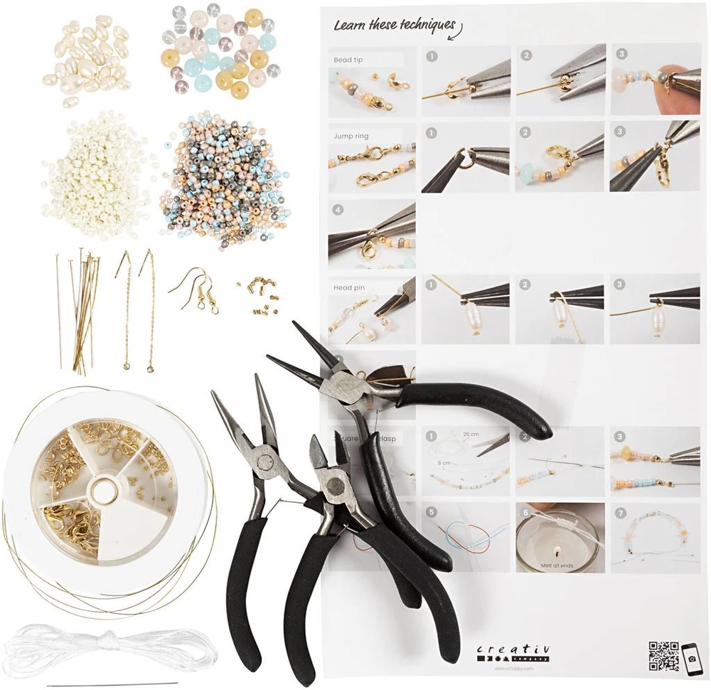 Diy Kitcreative Toys „Pasidaryk pats“ rinkinys – pradedančiųjų rankdarbių rinkinys papuošalams, klasikiniai karoliukai (970856)