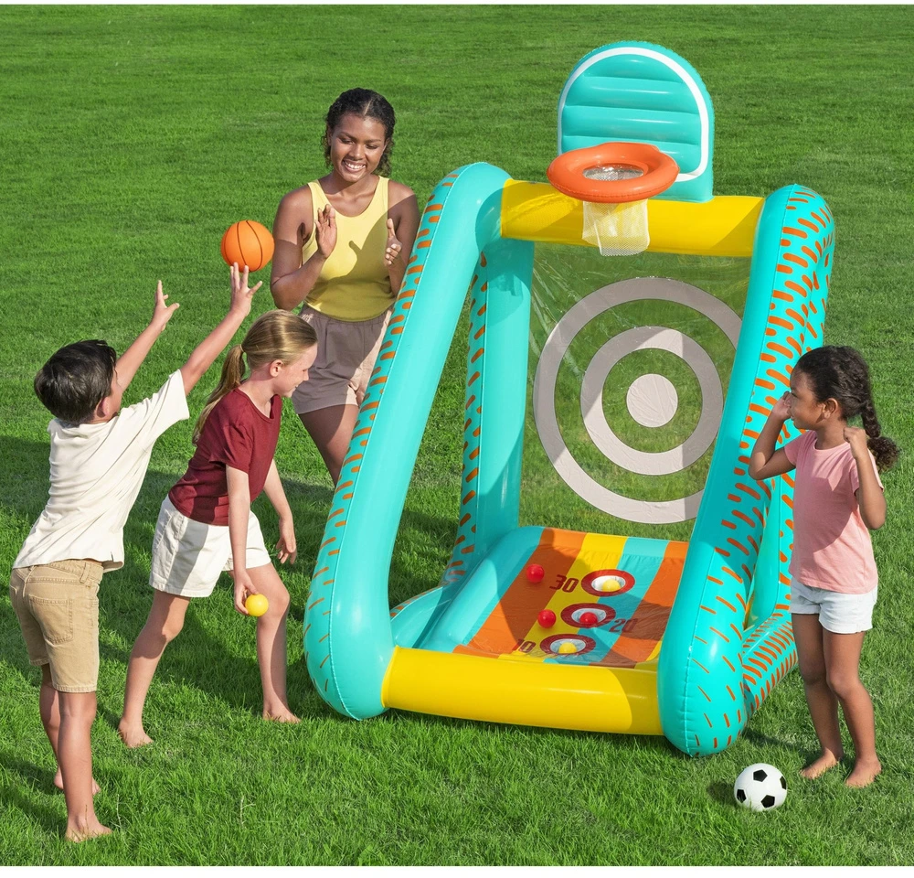 Bestway 3 viename sodo žaidimas krepšinis + futbolas + vartai 127x109x178cm 52813