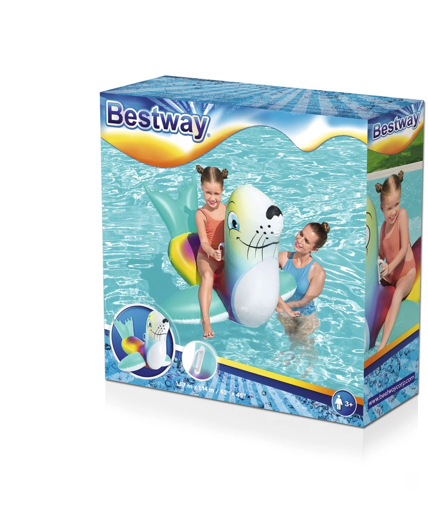 Bestway Spalvinga pripučiama SEAL plaukimo aikštelė su rankenomis 157 x 114 cm 41479