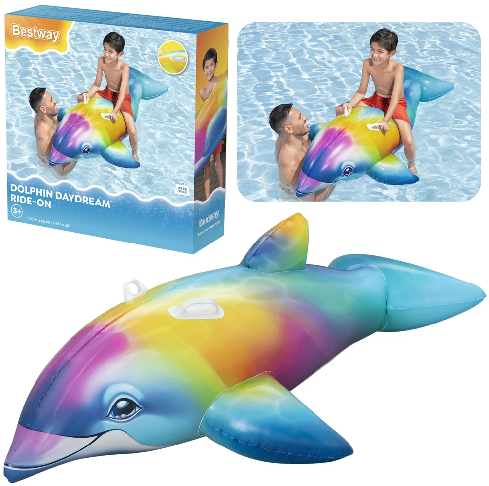 Pripučiamas Vanduo čiužinys COLORFUL DELPHIN 168 x 66 cm 41541 Bestway