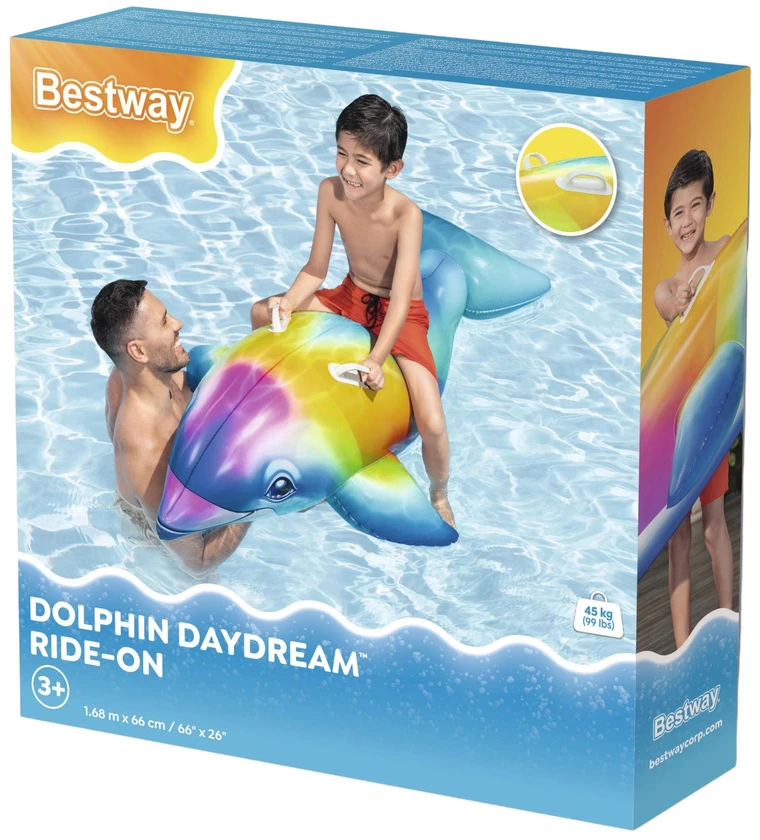 Pripučiamas Vanduo čiužinys COLORFUL DELPHIN 168 x 66 cm 41541 Bestway