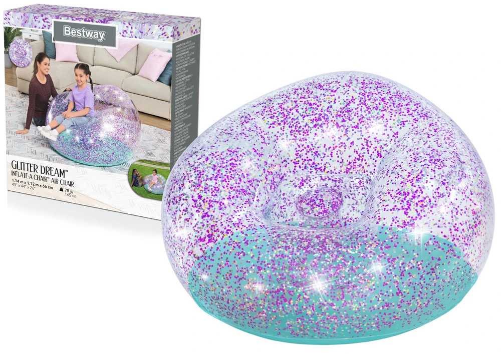 „Bestway Glitter“ kėdė pripučiama „Pouffe Glitter Dream 114 x 112 x 66cm 75115“