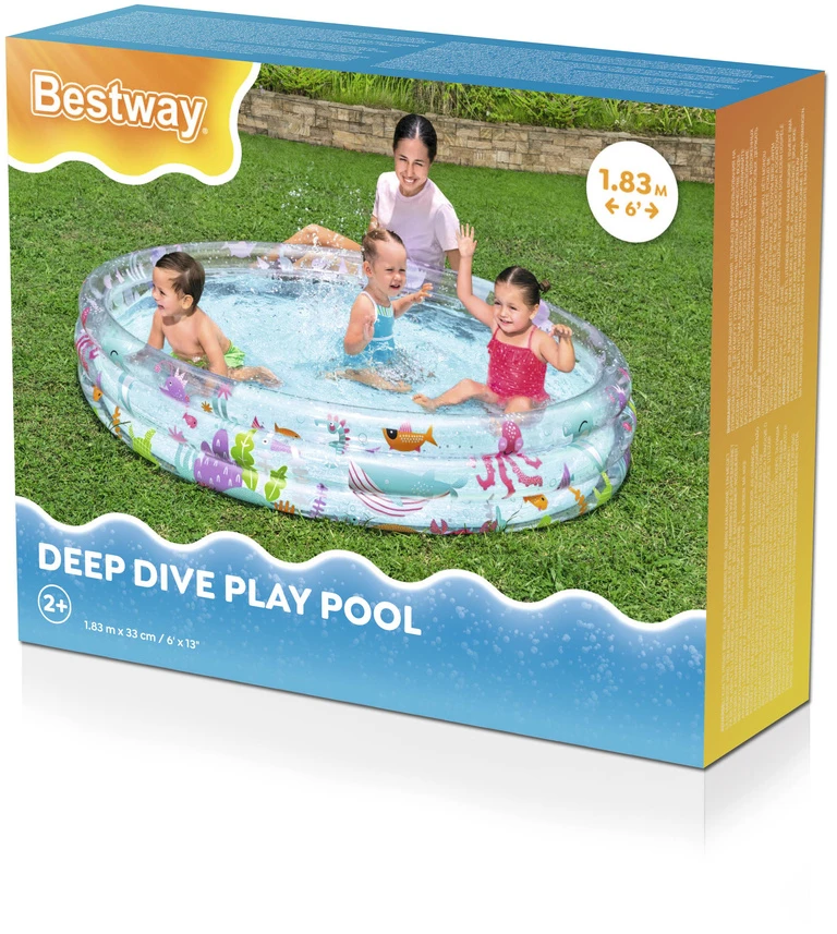 Bestway® vaikiškas pripučiamas baseinas Deep Dive Ø 183 x 33 cm, apvalus