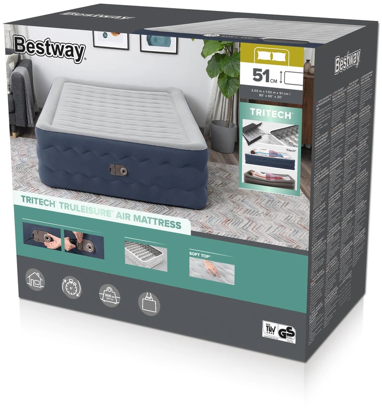 „Bestway 2“ asmenų karalienė „Tritech Truleisure“ oro čiužinys 203x152x51cm 6716p