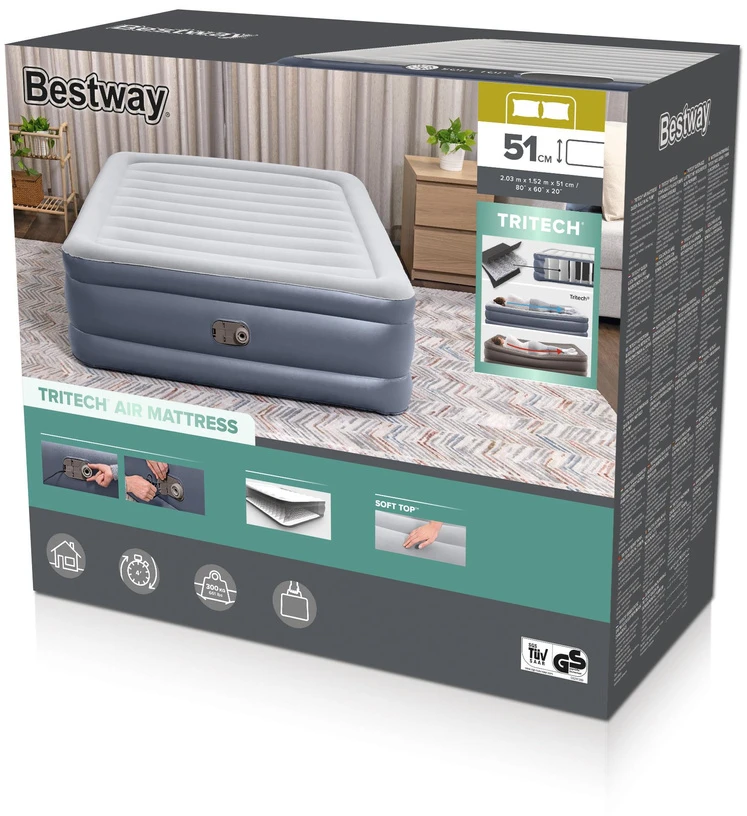 Veliūrinio čiužinio lova 203 x 152 x 51 cm Bestway 6713I