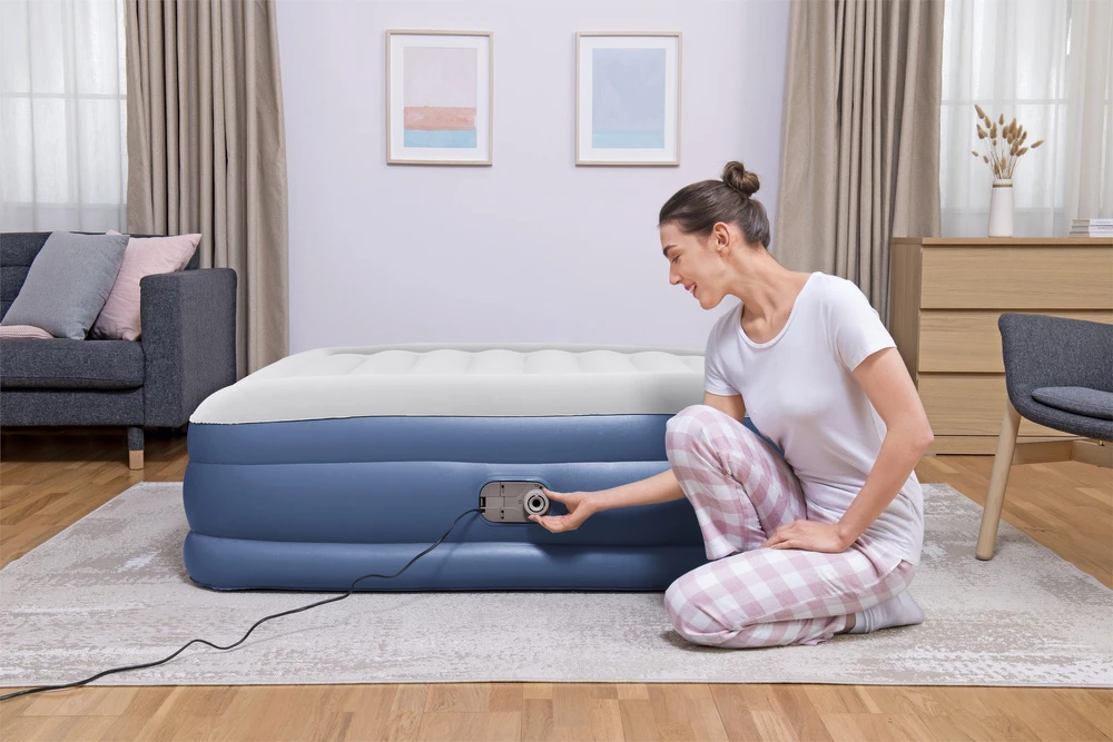 Pripučiamas čiužinys BESTWAY Tritech, pilka/mėlynas, 203 cm x 152 cm x 46 cm